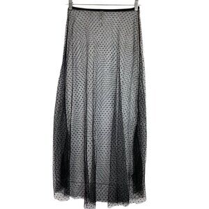 Polka Dot Mesh Sheer Skirt Size Large Black Goth Punk Y2K Western Sexy Beach Hot